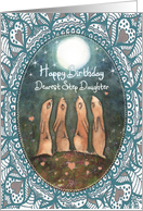 Happy Birthday, Step Daughter, Hares with Moon, Art card