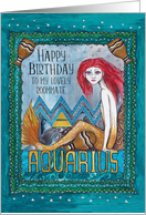 Happy Birthday, Roommate, Aquarius, Zodiac, Mermaid, Art card