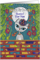 Happy Birthday, Dearest Step Mom, Cat Princess with Candy Crown card