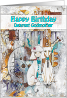 Happy Birthday, Dearest Godmother, Poodle Dogs, Abstract card
