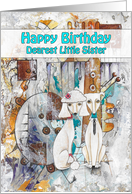 Happy Birthday, Dearest Little Sister, Poodle Dogs, Abstract card