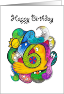 Happy Sixth Birthday Cute Doodle Art Children’s Birthday card