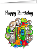 Happy Tenth Birthday Cute Crow Skull Doodle Children’s Birthday card