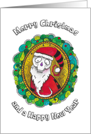 Merry Christmas Santa Skull and Wreath card