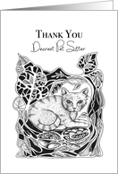 Thank You Dearest Pet Sitter Little Cat in garden card