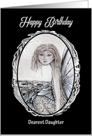 Happy Birthday Dearest Daughter Mermaid Fairy and Moon card