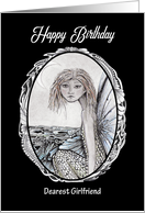 Happy Birthday Dearest Girlfriend Mermaid Fairy and Moon card