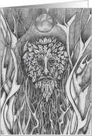 Beltane Green Man Spirit of the Woods and Full Moon card