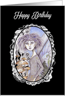Happy Birthday Gothic Punk Fairy and Mushrooms card