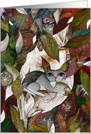 Blank Cat on a Leaf Abstract Fractal Digital Collage card