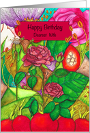 Happy Birthday Dearest Wife Roses in a Botanical Modern Art style card