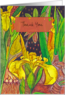 Thank You Modern Botanical Yellow Iris Flowers card