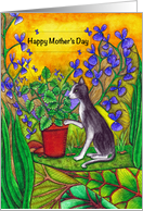 Happy Mother’s Day Black and White Cat in Garden card