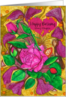 Happy Birthday Dearest Daughter Modern Pink Rose and Petals Painting card