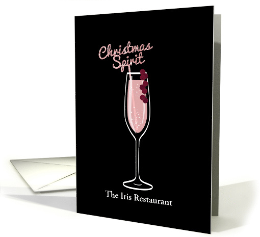 Sparkling WIne, Christmas Cocktail, Pink, Business, For Customer card