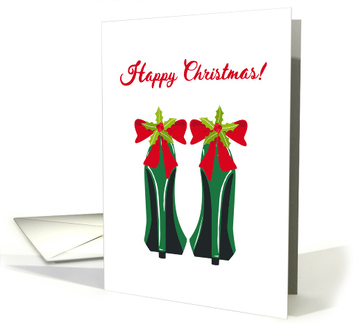 Christmas, Green High Heels, Holly, Red Bow card (1482848)