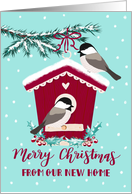 Christmas, We’ve Moved, New Address, Bird House, Chickadee, Snow card