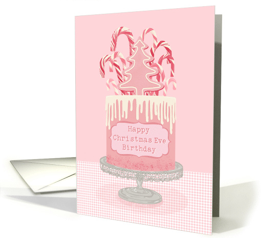 Birthday on Christmas Eve, Candy Canes, Cake card (1585376)