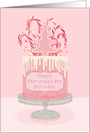 Birthday on Christmas Eve, Candy Canes, Cake card