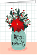 Merry Christmas, Mason Jar, Flowers, Poinsettia card