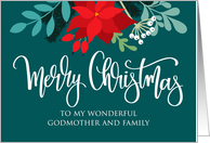 Godmother and Family, Merry Christmas, Poinsettia, Rosehip, Berries card