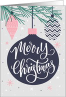 Merry Christmas, Christmas Ornaments, Baubles, Hand Lettering, Pine card