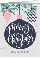 Boss, Merry Christmas, Christmas Ornaments, Hand Lettering card