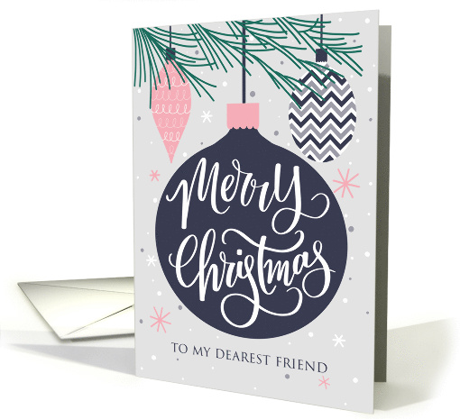 Friend, Merry Christmas, Christmas Ornaments, Hand Lettering card