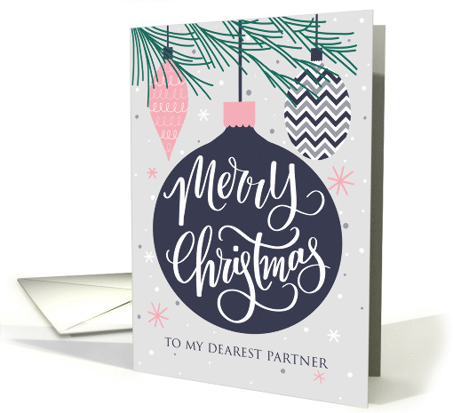 Partner, Merry Christmas, Christmas Ornaments, Hand Lettering card