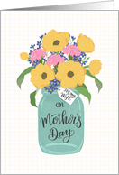 Wife, Happy Mother’s Day, Mason Jar, Flowers, Hand Lettering card