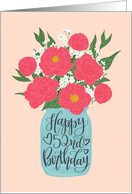 52nd Birthday, Happy Birthday, Mason Jar, Flowers, Hand Lettering card