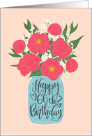 66th Birthday, Happy Birthday, Mason Jar, Flowers, Hand Lettering card