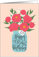 Niece, 78th, Happy Birthday, Mason Jar, Flowers, Hand Lettering card