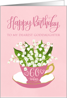 60th Birthday Goddaughter - Teacup with Lily of the Valley Flowers card