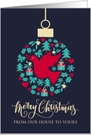 From Our House to Yours with Christmas Peace Dove Bauble Ornament card