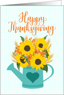 Business Happy Thanksgiving Watering Can of Sunflowers & Wheat card