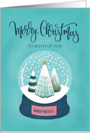 Both Of You Merry Christmas with Snow Globe of Trees card