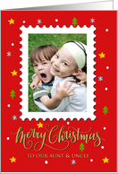 OUR Aunt and Uncle Custom Photo Postage Stamp Merry Christmas card