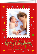 OUR Dada Custom Photo Postage Stamp with Faux Gold Merry Christmas card