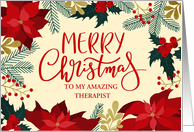 Customizable Occupation Merry Christmas with Poinsettia Holly Berries card