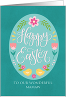 OUR Mamaw Easter Egg with Flowers Chicks Hand Lettering card