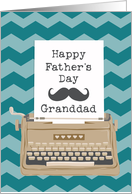 Happy Fathers Day Granddad with Typewriter and Moustache Silhouette card