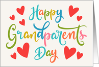 Happy Grandparents Day with Hearts and Colorful Hand Lettering card