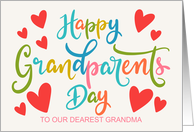 OUR Grandma Happy Grandparents Day with Hearts and Hand Lettering card