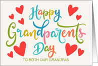 OUR Grandpas Happy Grandparents Day with Hearts and Hand Lettering card