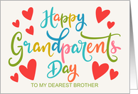 My Brother Happy Grandparents Day with Hearts and Hand Lettering card