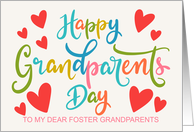 My Foster Grandparents Grandparents Day with Hearts and Hand Lettering card
