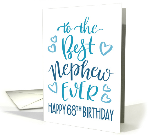 Best Nephew Ever 68th Birthday Typography in Blue Tones card (1700750)