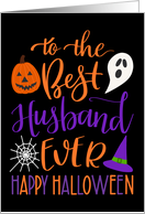 Best Husband Ever Happy Halloween Typography in Orange and Purple card