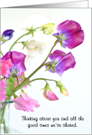Thinking of you Purple Sweet Peas card